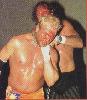 Terry Funk chokes Eddie in their June 19, 1993 chain match